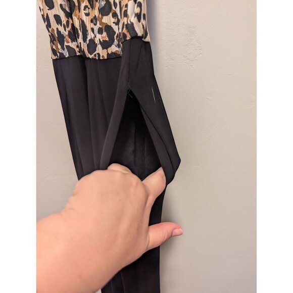Leopard Print Halter Neck Julia Jordan Jumpsuit With Wide Leg Pants Size 10 - Picture 3 of 5